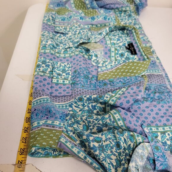 Fred David Womens Button Up Patchwork Top Size 3X Blue Bohemian Floral Artsy - Picture 7 of 10
